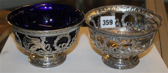 Pair of silver bon bon dishes